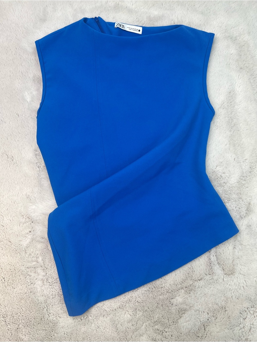 Zara Electric Blue Sleeveless Short Sleeve Top